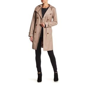 Cole Haan • Women’s Tan Belted Hooded Trench Coat Small EUC